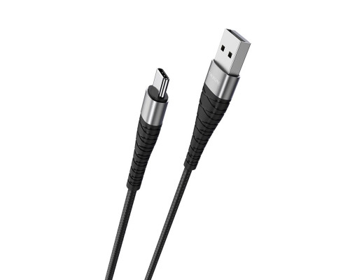 Кабель BOROFONE BX32 USB to Type-C 2.4A, 1m, nylon, aluminum+TPE connectors, Black (BX32CB)