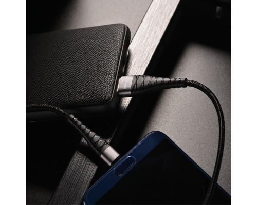 Кабель BOROFONE BX32 USB to Type-C 2.4A, 1m, nylon, aluminum+TPE connectors, Black (BX32CB)
