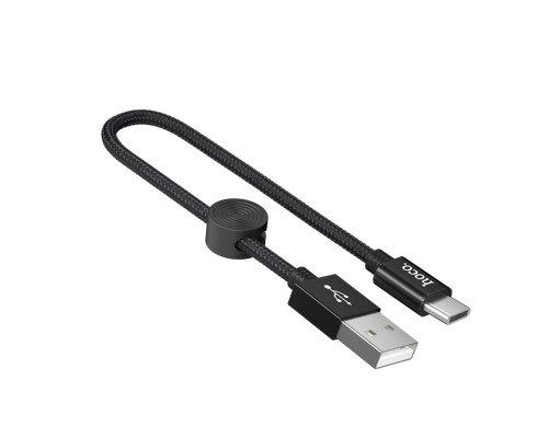 Кабель HOCO X35 USB to Type-C 3A, 0.25m, nylon, aluminum connectors, Black (6931474707451)