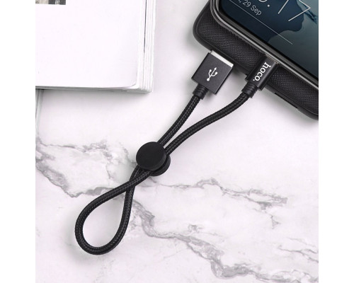 Кабель HOCO X35 USB to Type-C 3A, 0.25m, nylon, aluminum connectors, Black (6931474707451)