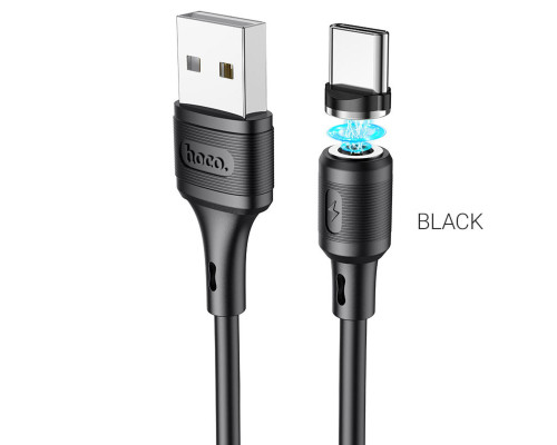 Кабель HOCO X52 USB to Type-C 3A, 1m, PVC, PVC connectors, magnetic, Black (6931474735546)