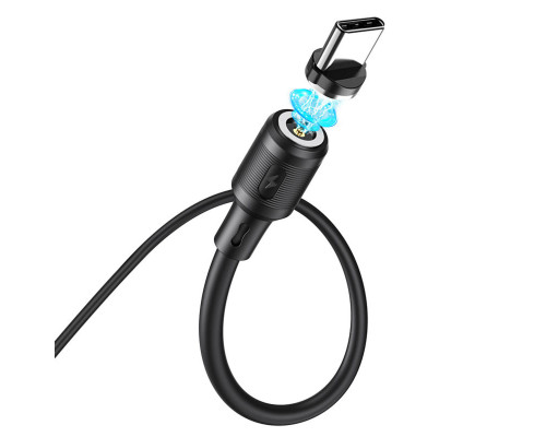 Кабель HOCO X52 USB to Type-C 3A, 1m, PVC, PVC connectors, magnetic, Black (6931474735546)