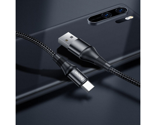 Кабель HOCO X50 USB to Type-C 3A, 1m, nylon, aluminum connectors, Black (6931474734235)