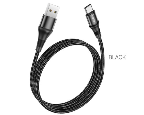 Кабель HOCO X50 USB to Type-C 3A, 1m, nylon, aluminum connectors, Black (6931474734235)