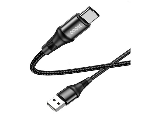 Кабель HOCO X50 USB to Type-C 3A, 1m, nylon, aluminum connectors, Black (6931474734235)