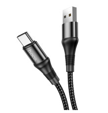 Кабель HOCO X50 USB to Type-C 3A, 1m, nylon, aluminum connectors, Black (6931474734235)