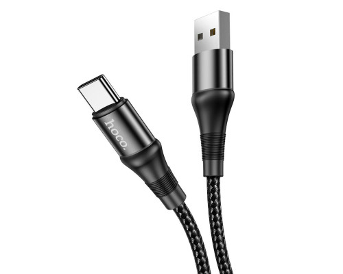 Кабель HOCO X50 USB to Type-C 3A, 1m, nylon, aluminum connectors, Black (6931474734235)