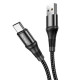 Кабель HOCO X50 USB to Type-C 3A, 1m, nylon, aluminum connectors, Black (6931474734235)