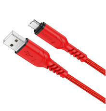 Кабель HOCO X59 USB to Micro 2.4A, 1m, nylon, TPE connectors, Red (6931474744906)