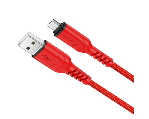 Кабель HOCO X59 USB to Micro 2.4A, 1m, nylon, TPE connectors, Red (6931474744906)