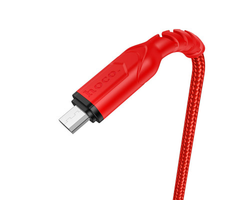 Кабель HOCO X59 USB to Micro 2.4A, 1m, nylon, TPE connectors, Red (6931474744906)