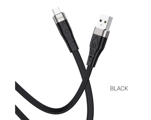 Кабель HOCO X53 USB to Micro 2.4A, 1m, silicone, aluminum connectors, Black (6931474738073)