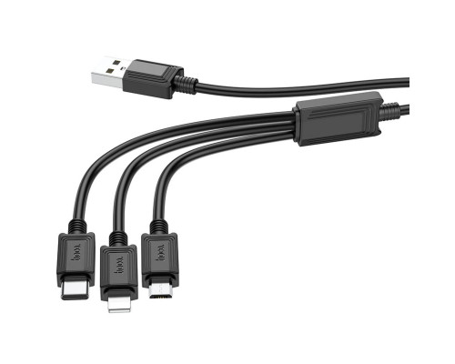 Кабель HOCO X74 USB to iP+Type-C+Micro 2A, 1m, PVC, PVC connectors, Black (6931474767363)