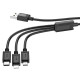 Кабель HOCO X74 USB to iP+Type-C+Micro 2A, 1m, PVC, PVC connectors, Black (6931474767363)