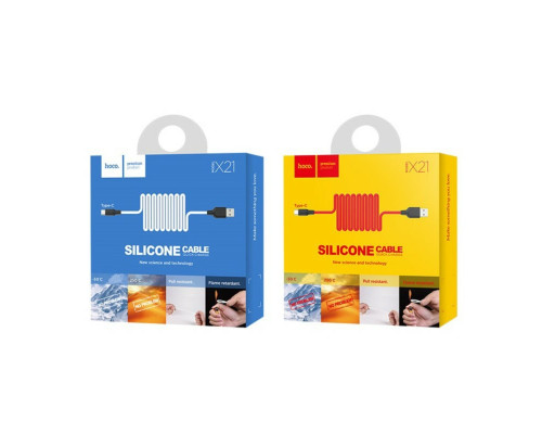 Кабель HOCO X21 USB to Type-C 2A, 1m, silicone, TPE connectors, Black+Red (6957531071419)