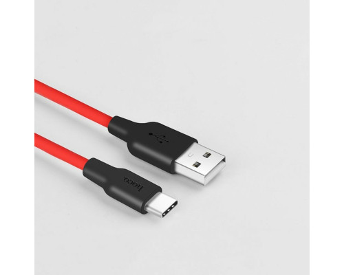 Кабель HOCO X21 USB to Type-C 2A, 1m, silicone, TPE connectors, Black+Red (6957531071419)