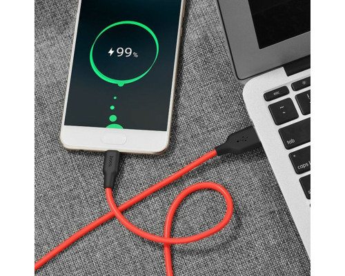 Кабель HOCO X21 USB to Type-C 2A, 1m, silicone, TPE connectors, Black+Red (6957531071419)