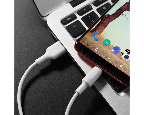 Кабель HOCO X25 USB to Type-C 2A, 1m, PVC, PVC connectors, White (6957531080152)
