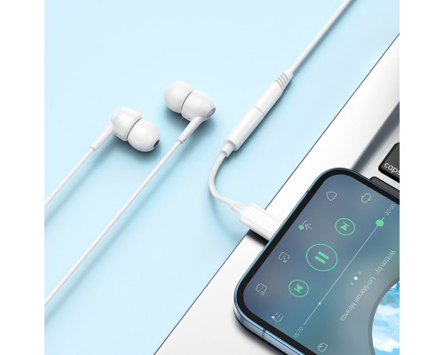 Аудiокабель HOCO LS34 Original iP to 3.5 digital audio converter White (6931474783745)