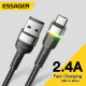 Кабель Essager Colorful LED USB Cable Fast Charging 2.4A USB-A to Micro 2m black (EXCM-XCDA01) (EXCM-XCDA01)