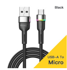 Кабель Essager Colorful LED USB Cable Fast Charging 2.4A USB-A to Micro 2m black (EXCM-XCDA01) (EXCM-XCDA01)