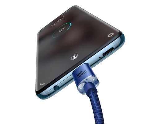 Кабель Baseus Crystal Shine Series Fast Charging Data Cable Type-C to Type-C 100W 2m Blue (CAJY000703)