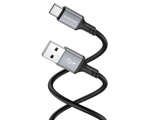 Кабель BOROFONE BX83 Type-C Famous silicone charging data cable Black (6974443386417)