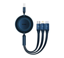 Кабель Baseus Bright Mirror 2 Series Retractable 3-in-1 Fast Charging Data Cable USB to M+L+C 66W 1.1m Blue (CAMJ010103)