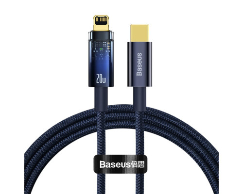 Кабель Baseus Explorer Series Auto Power-Off Fast Charging Data Cable Type-C to IP 20W 1m Blue (CATS000003)