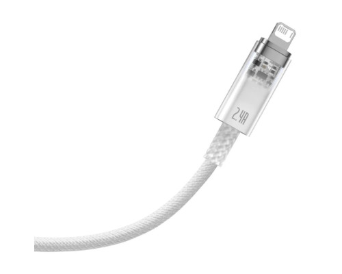 Кабель Baseus Explorer Series Fast Charging Cable with Smart Temperature Control USB to iP 2.4A 1m White (CATS010002)