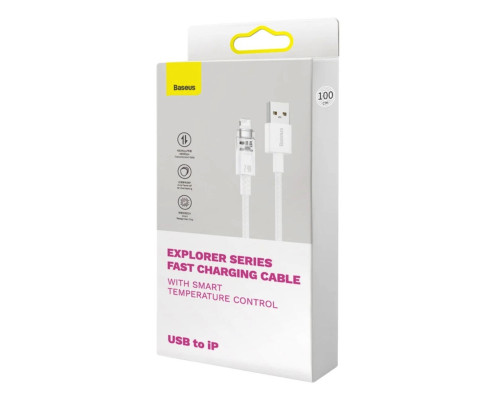 Кабель Baseus Explorer Series Fast Charging Cable with Smart Temperature Control USB to iP 2.4A 1m White (CATS010002)