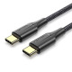 Кабель Vention Nylon Braided USB 2.0 C Male to C Male 3A Cable 2M Black LED Type (TAUBH) (TAUBH)