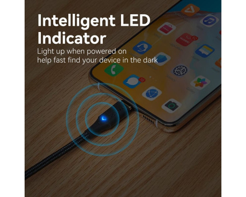 Кабель Vention Nylon Braided USB 2.0 C Male to C Male 3A Cable 2M Black LED Type (TAUBH) (TAUBH)