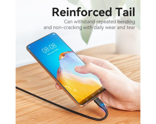 Кабель Vention Nylon Braided USB 2.0 C Male to C Male 3A Cable 2M Black LED Type (TAUBH) (TAUBH)