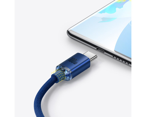 Кабель Baseus Crystal Shine Series Fast Charging Data Cable USB to Type-C 100W 2m Blue (CAJY000503)