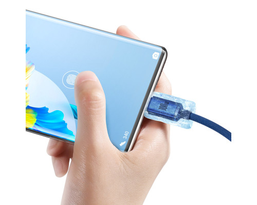 Кабель Baseus Crystal Shine Series Fast Charging Data Cable USB to Type-C 100W 2m Blue (CAJY000503)