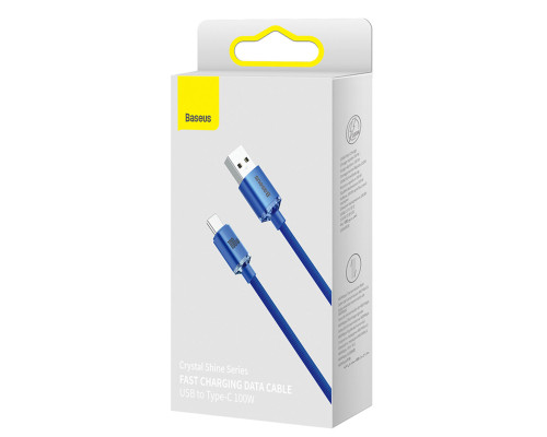 Кабель Baseus Crystal Shine Series Fast Charging Data Cable USB to Type-C 100W 2m Blue (CAJY000503)