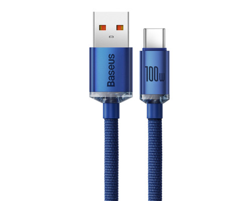 Кабель Baseus Crystal Shine Series Fast Charging Data Cable USB to Type-C 100W 2m Blue (CAJY000503)