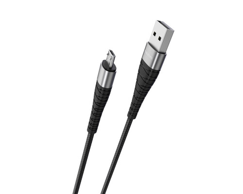 Кабель BOROFONE BX32 USB to Micro 2.4A, 1m, nylon, aluminum+TPE connectors, Black (BX32MB)