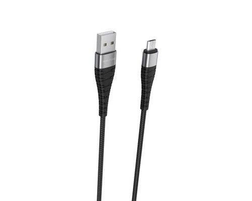 Кабель BOROFONE BX32 USB to Micro 2.4A, 1m, nylon, aluminum+TPE connectors, Black (BX32MB)