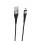 Кабель BOROFONE BX32 USB to Micro 2.4A, 1m, nylon, aluminum+TPE connectors, Black (BX32MB)