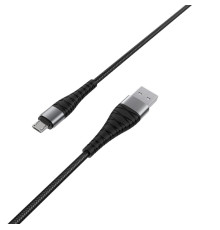 Кабель BOROFONE BX32 USB to Micro 2.4A, 1m, nylon, aluminum+TPE connectors, Black (BX32MB)
