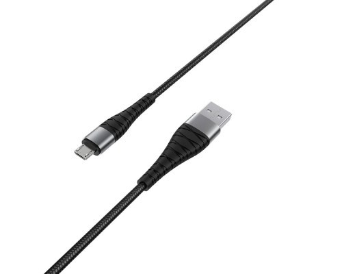 Кабель BOROFONE BX32 USB to Micro 2.4A, 1m, nylon, aluminum+TPE connectors, Black (BX32MB)