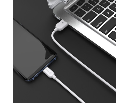 Кабель BOROFONE BX14 USB to Type-C 2.4A, 1m, PVC, TPE connectors, White (BX14C1W)