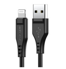 Кабель ACEFAST C3-02 USB to iP 2.4A, 1.2m, TPE, TPE connectors, Black (AFC3-02B)
