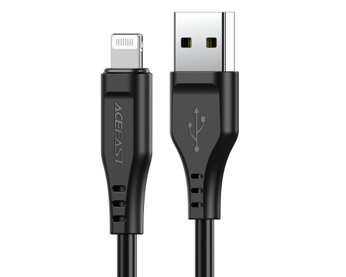 Кабель ACEFAST C3-02 USB to iP 2.4A, 1.2m, TPE, TPE connectors, Black (AFC3-02B)