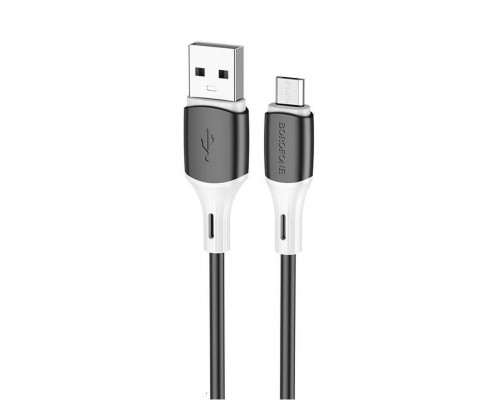Кабель BOROFONE BX79 USB to Micro 2.4A, 1m, silicone, silicone connectors, Black (BX79MB)