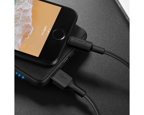 Кабель HOCO X25 USB to iP 2A, 1m, PVC, PVC connectors, Black (6957531080107)