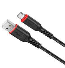 Кабель HOCO X59 USB to Type-C 3A, 1m, nylon, TPE connectors, Black (6931474744920)