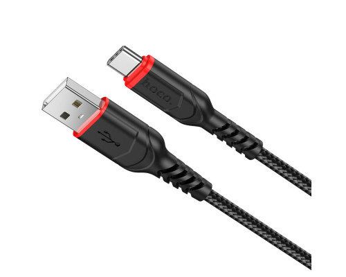 Кабель HOCO X59 USB to Type-C 3A, 1m, nylon, TPE connectors, Black (6931474744920)